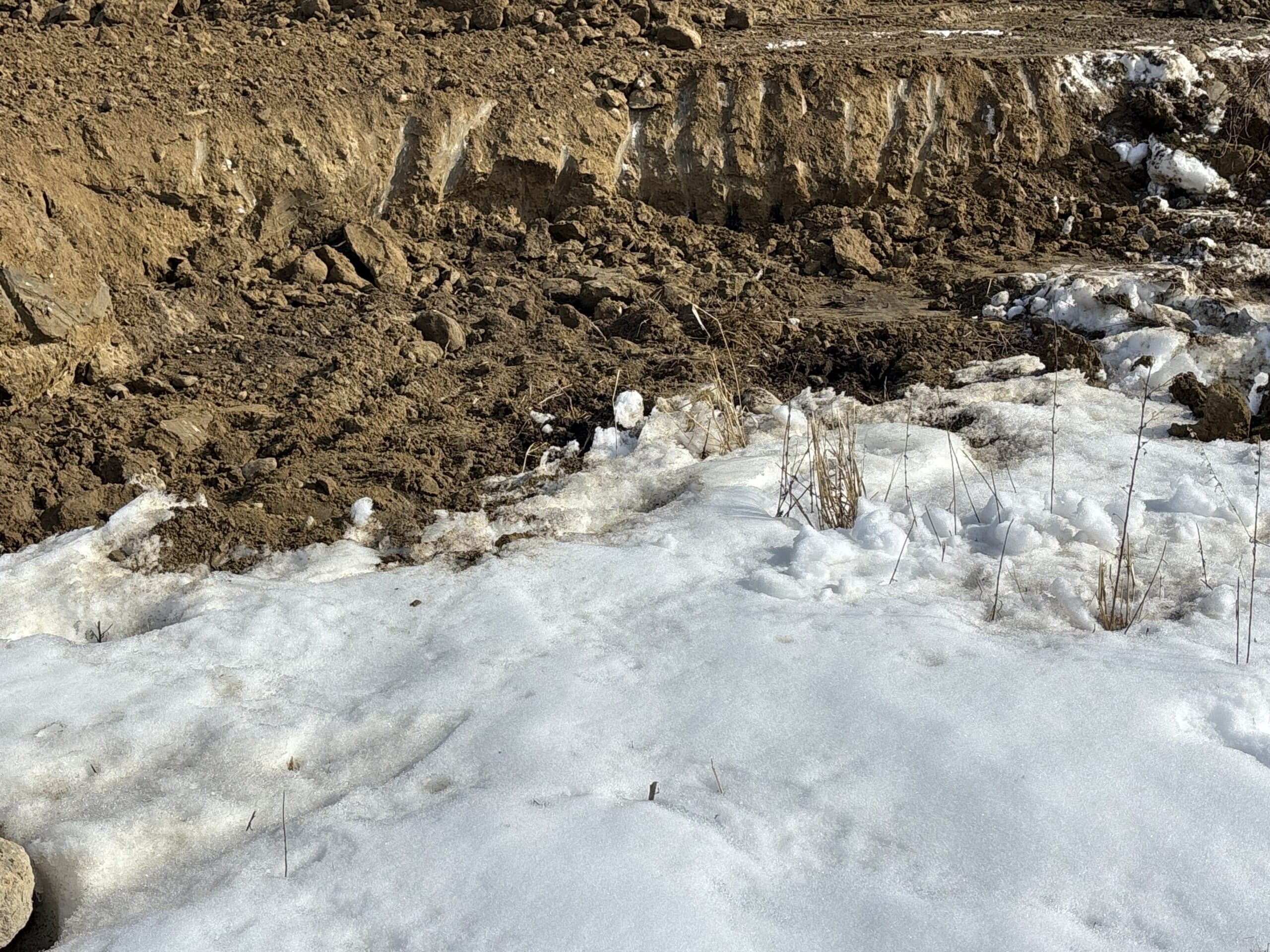 Mystic CT residential construction site showing frost depth exceeding 16 inches during historic winter 2026 excavation